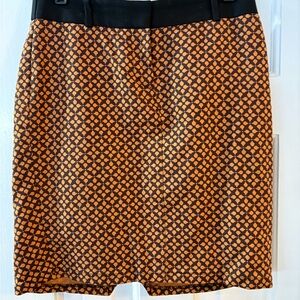 Loft Stylish Orange and Black Patterned Skirt